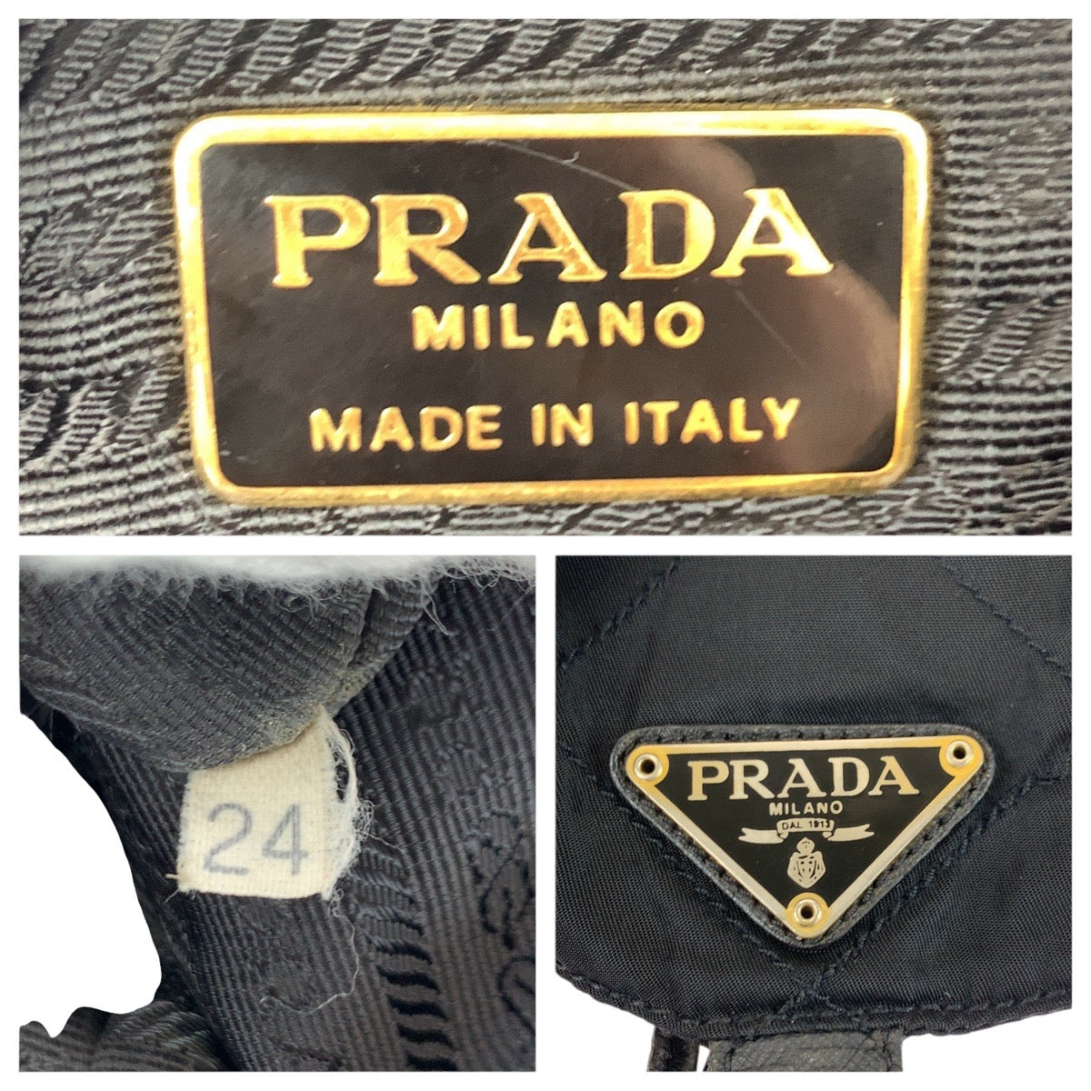 20994
PRADA プラダ ヴィンテージ テスート キルティング 三角ロゴプレート ブラック 黒 ゴールド金具 ナイロン / レザー リュック・デイパック バックパック レディース AB33