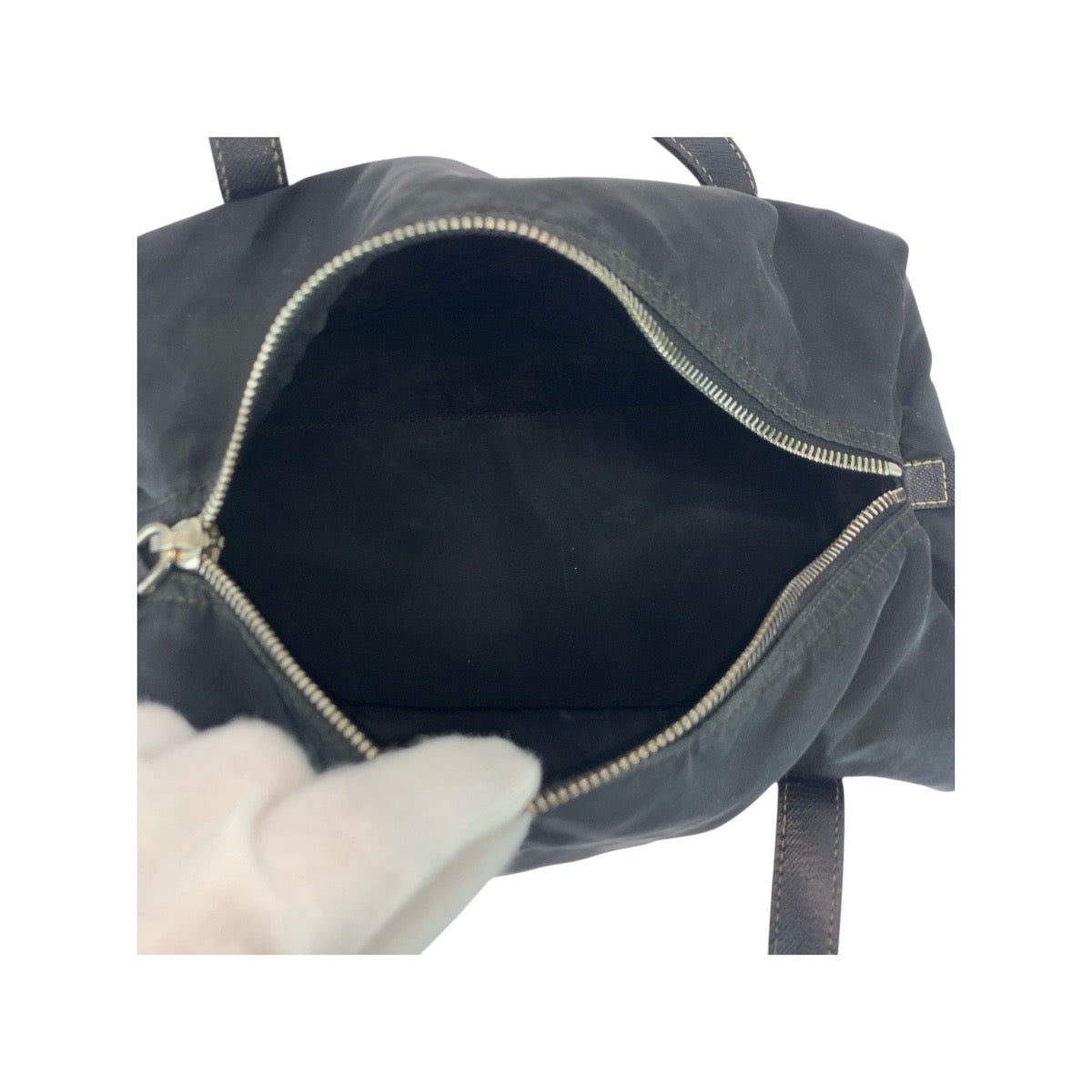 20995
PRADA プラダ テスート 三角ロゴプレート ブラック 黒 シルバー金具 ナイロン ハンドバッグ ミニボストンバッグ レディース AB26