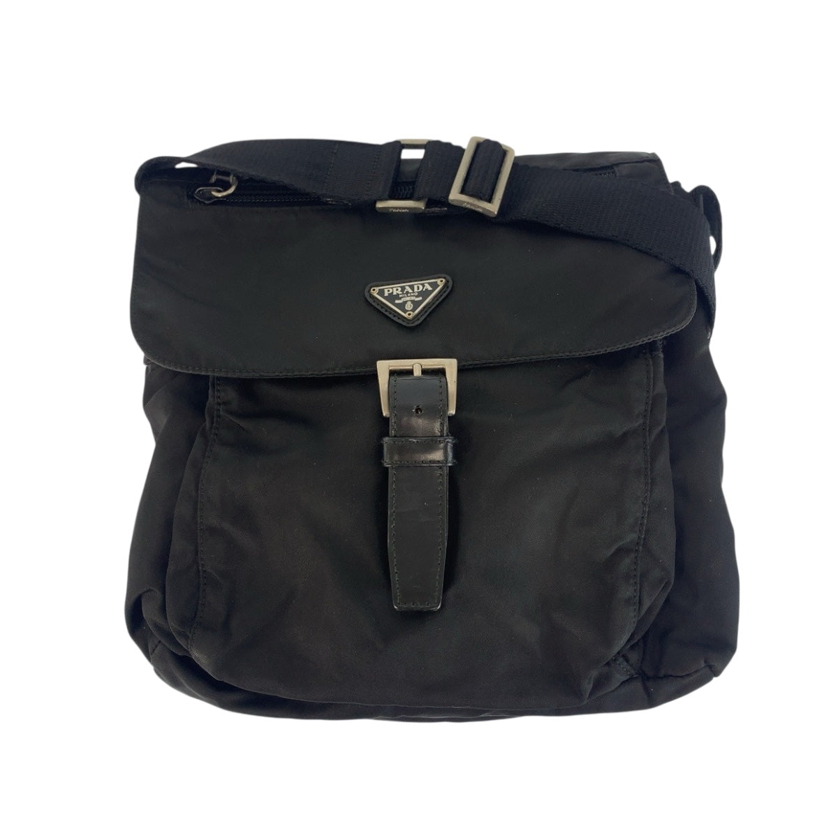 20996
PRADA プラダ テスート 三角ロゴプレート ブラック 黒 シルバー金具 ナイロン / レザー ショルダーバッグ メッセンジャーバッグ レディース ABP30