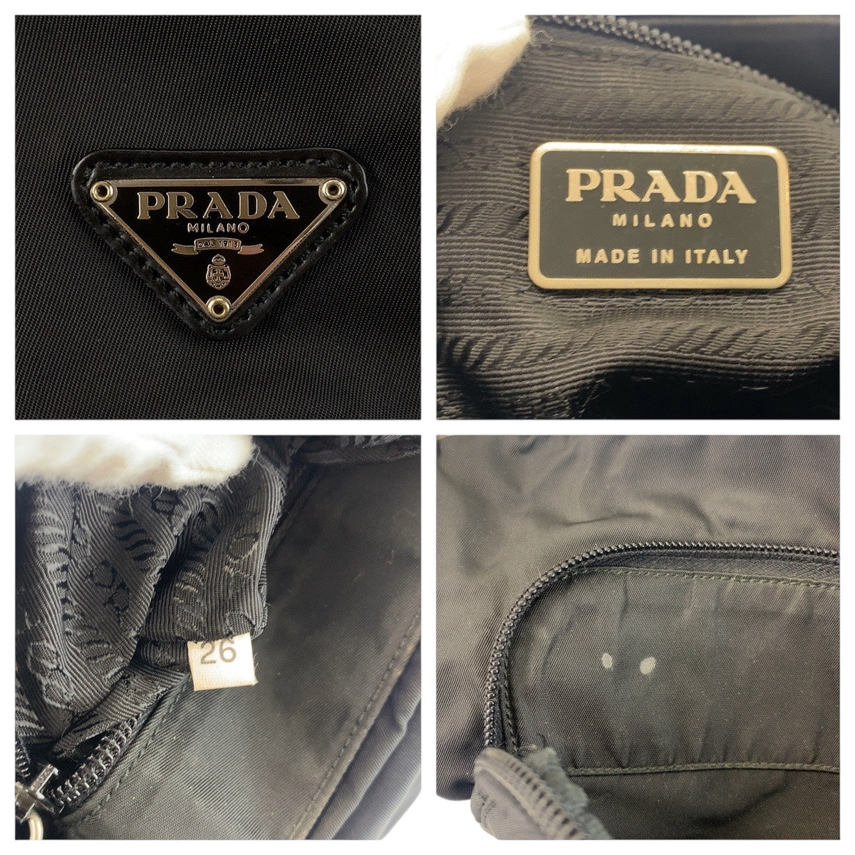 20996
PRADA プラダ テスート 三角ロゴプレート ブラック 黒 シルバー金具 ナイロン / レザー ショルダーバッグ メッセンジャーバッグ レディース ABP30