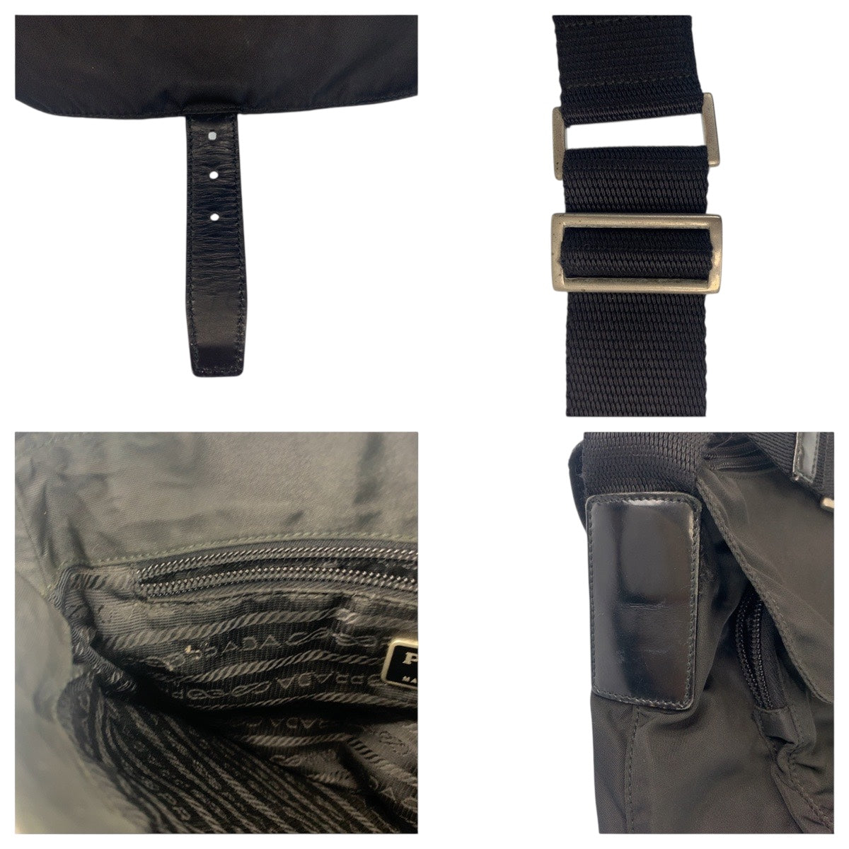 20996
PRADA プラダ テスート 三角ロゴプレート ブラック 黒 シルバー金具 ナイロン / レザー ショルダーバッグ メッセンジャーバッグ レディース ABP30