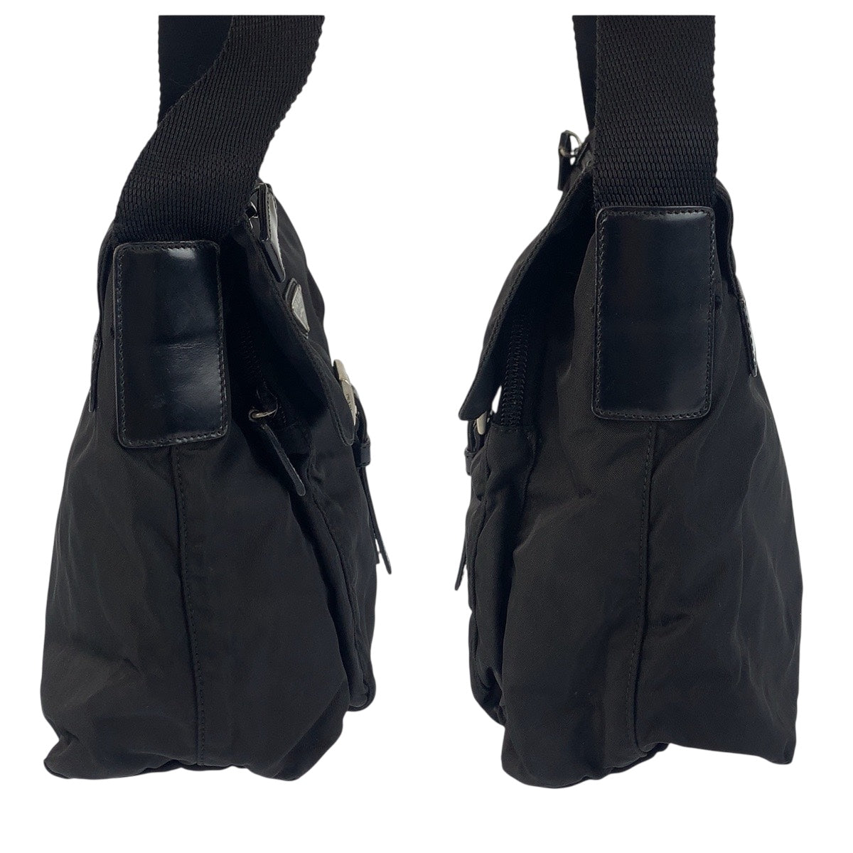 20996
PRADA プラダ テスート 三角ロゴプレート ブラック 黒 シルバー金具 ナイロン / レザー ショルダーバッグ メッセンジャーバッグ レディース ABP30