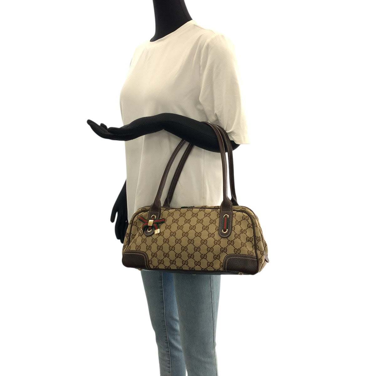 20998
GUCCI グッチ シェリーライン プリンシー ベージュ ブラウン ゴールド金具 GGキャンバス / レザー 161720 ショルダーバッグ ミニボストンバッグ レディース ABP42
