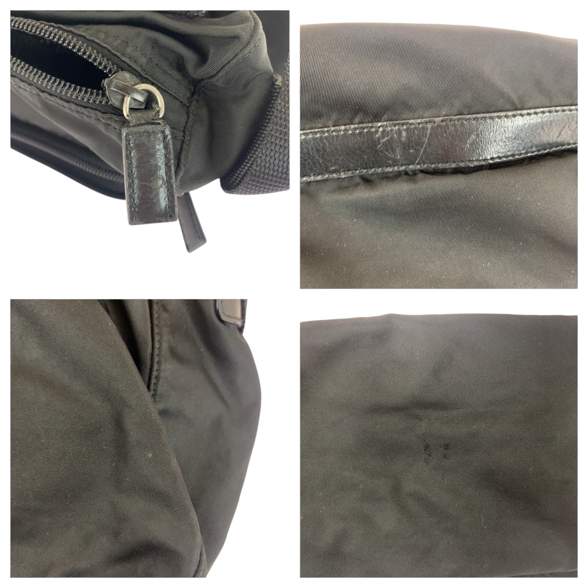 21001
PRADA プラダ テスート 三角ロゴプレート ブラック 黒 シルバー金具 ナイロン / レザー ショルダーバッグ メッセンジャーバッグ レディース ABP30