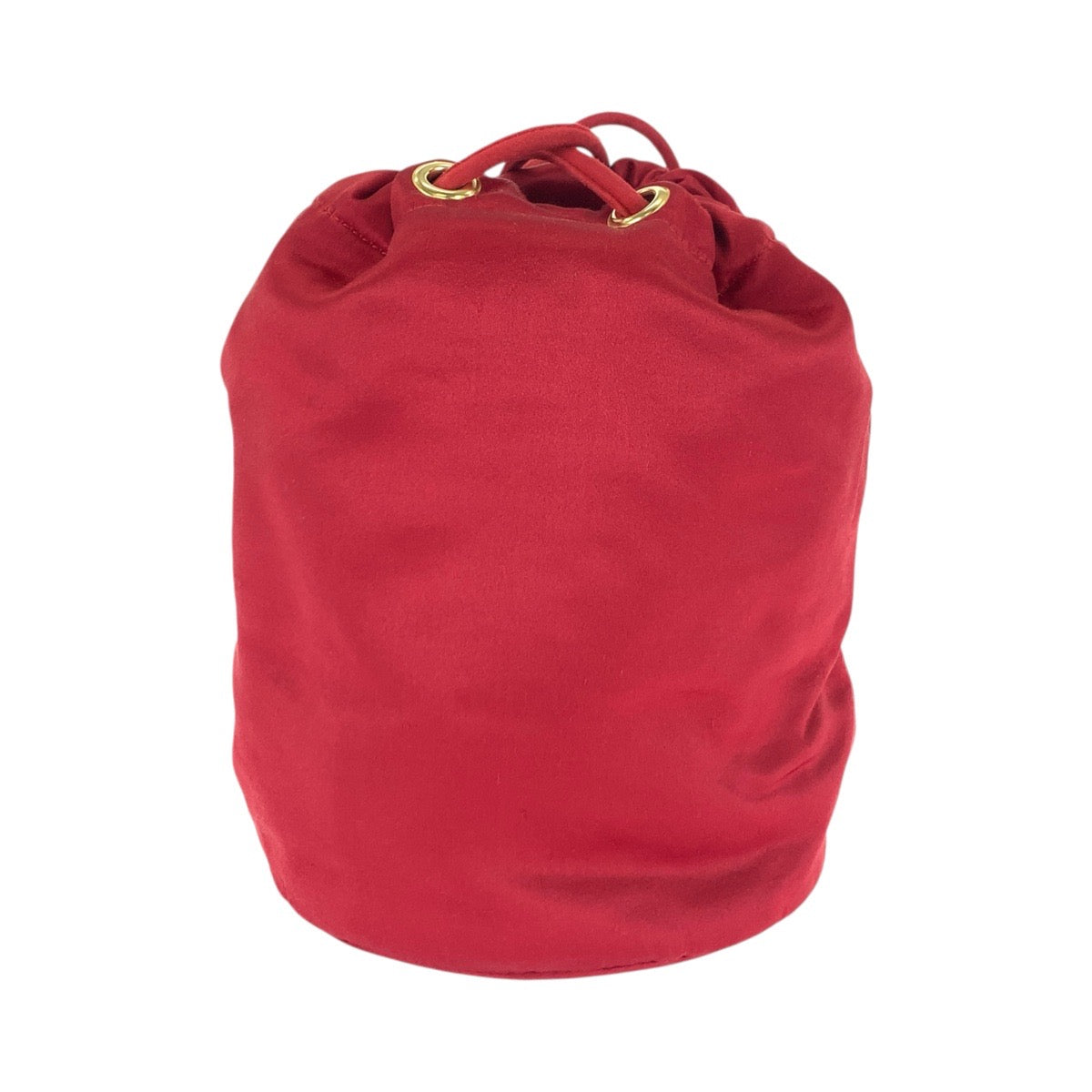 21002
PRADA プラダ ロゴ刺繍 レッド ゴールド金具 サテン ショルダーバッグ ポーチ 巾着 レディース ABP33