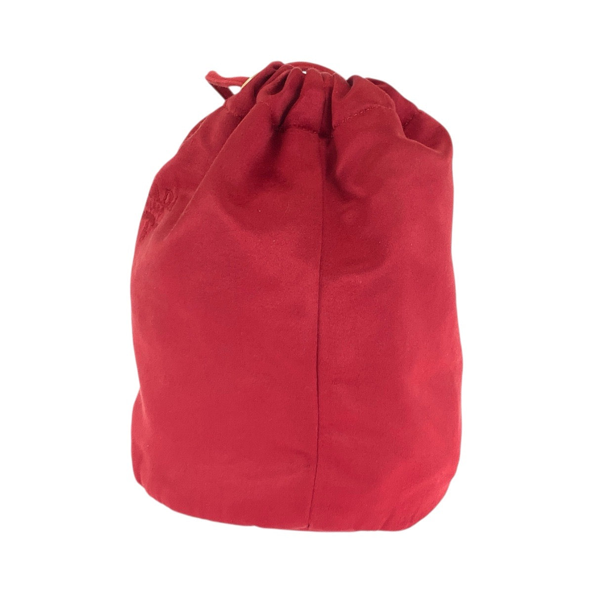 21002
PRADA プラダ ロゴ刺繍 レッド ゴールド金具 サテン ショルダーバッグ ポーチ 巾着 レディース ABP33