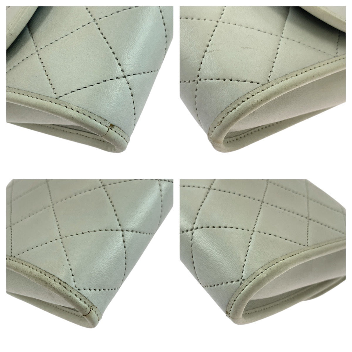 21004
CHANEL シャネル ヴィンテージ マトラッセ ココマーク ホワイト ゴールド金具 ラムスキン ショルダーバッグ チェーンショルダーバッグ レディース ABP85