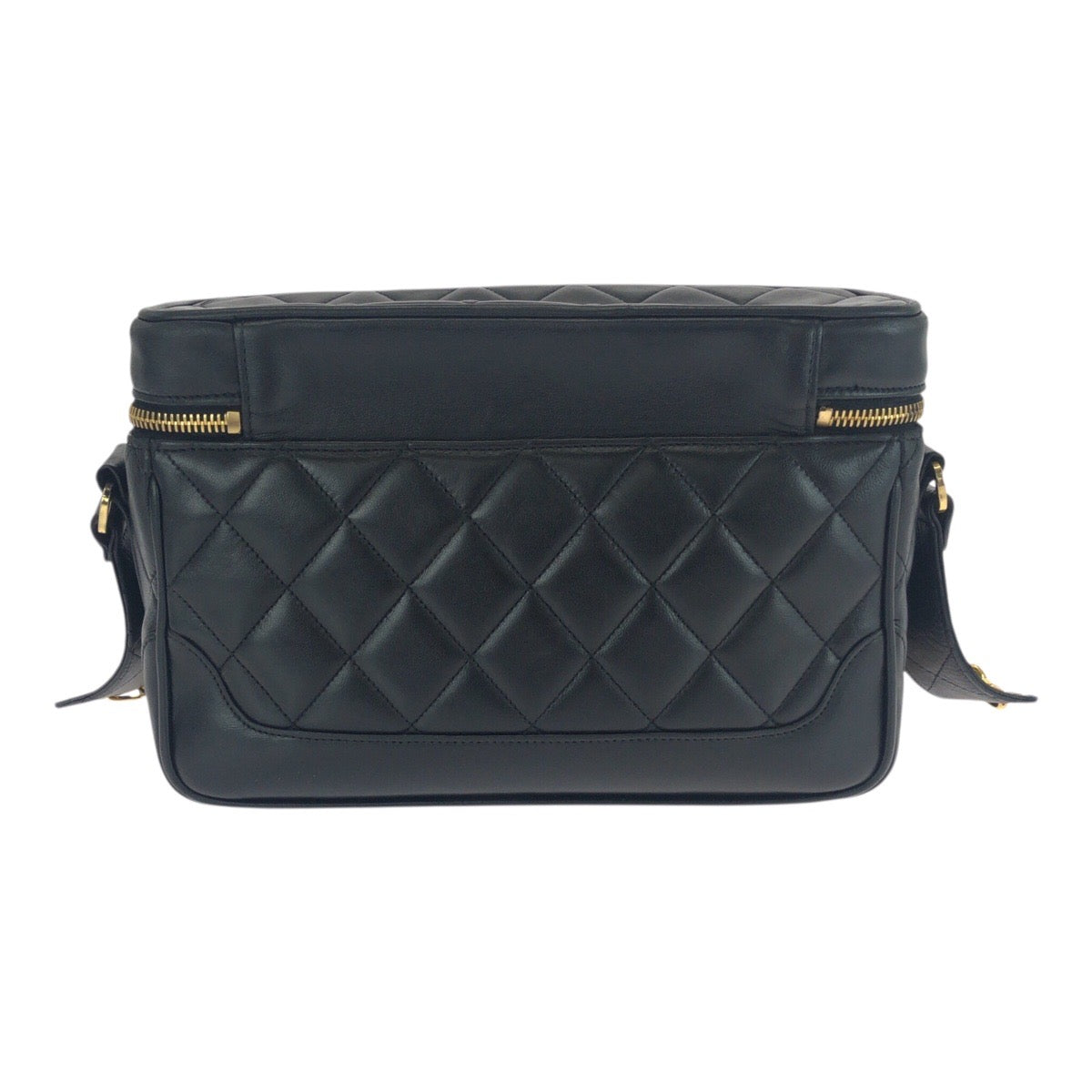 21005
CHANEL シャネル ヴィンテージ マトラッセ ココマーク ブラック 黒 ゴールド金具 ラムスキン ショルダーバッグ バニティバッグ レディース ABP140