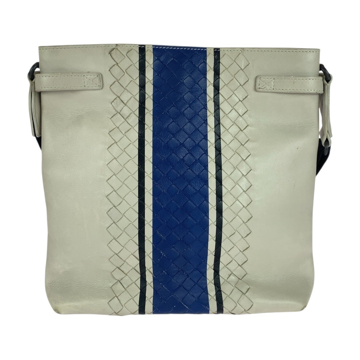 21008
BOTTEGAVENETA ボッテガヴェネタ イントレチャート ホワイト ブルー 黒 レザー BO7321925K ショルダーバッグ メッセンジャーバッグ メンズ ABP44