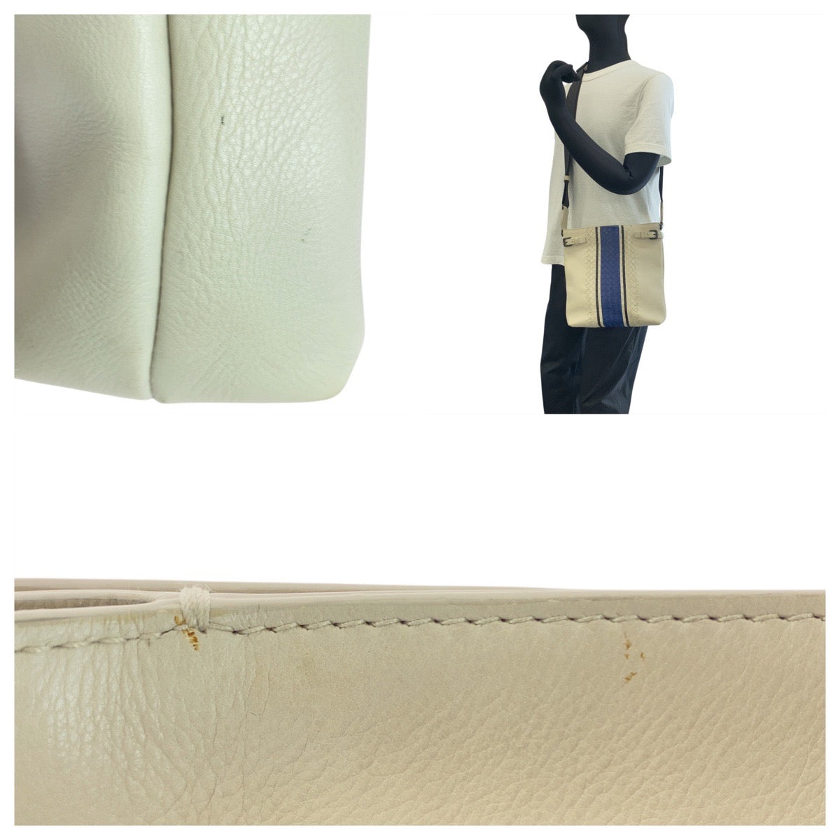 21008
BOTTEGAVENETA ボッテガヴェネタ イントレチャート ホワイト ブルー 黒 レザー BO7321925K ショルダーバッグ メッセンジャーバッグ メンズ ABP44