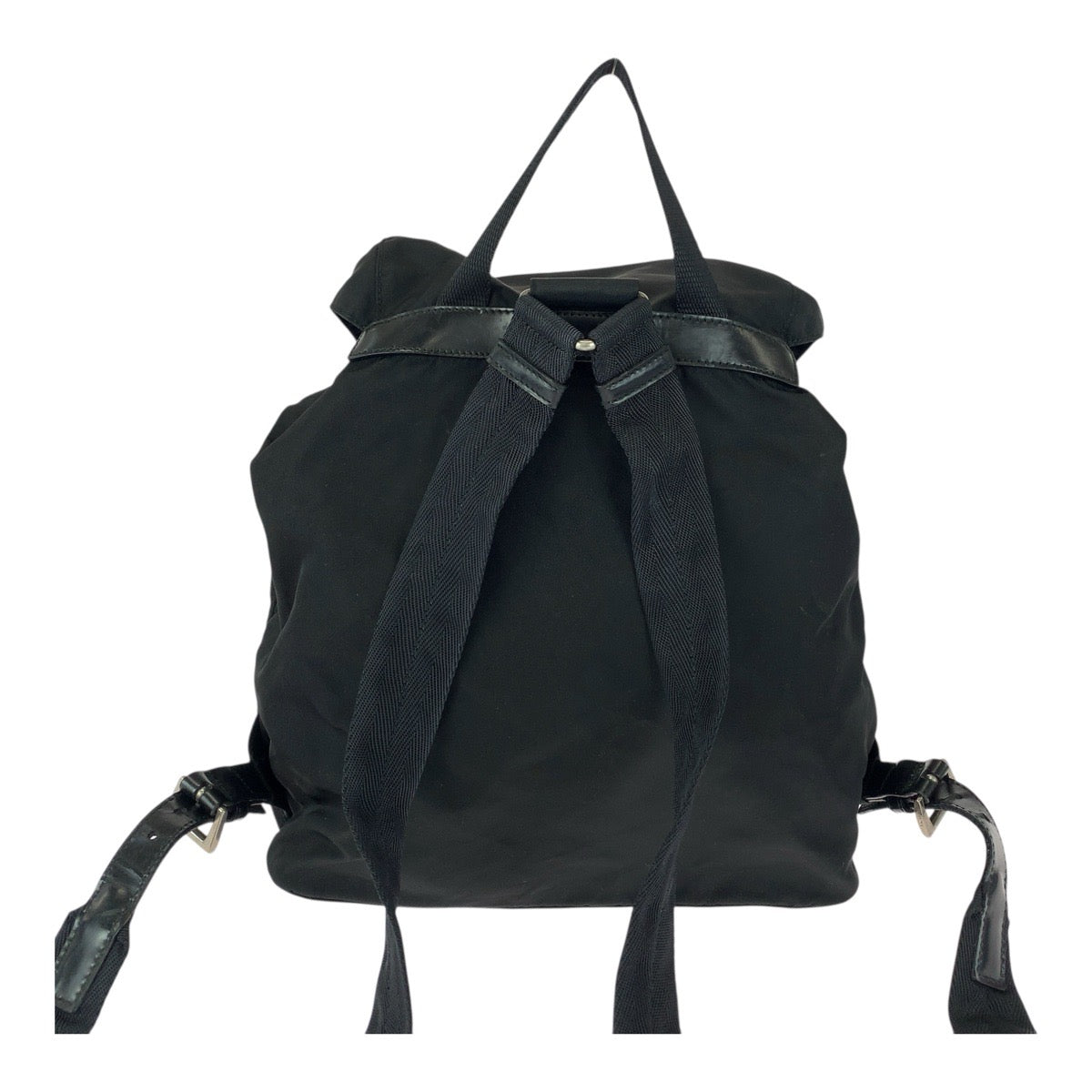 21009
PRADA プラダ テスート 三角ロゴプレート ブラック 黒 シルバー金具 ナイロン / レザー リュック バックパック レディース ABP44