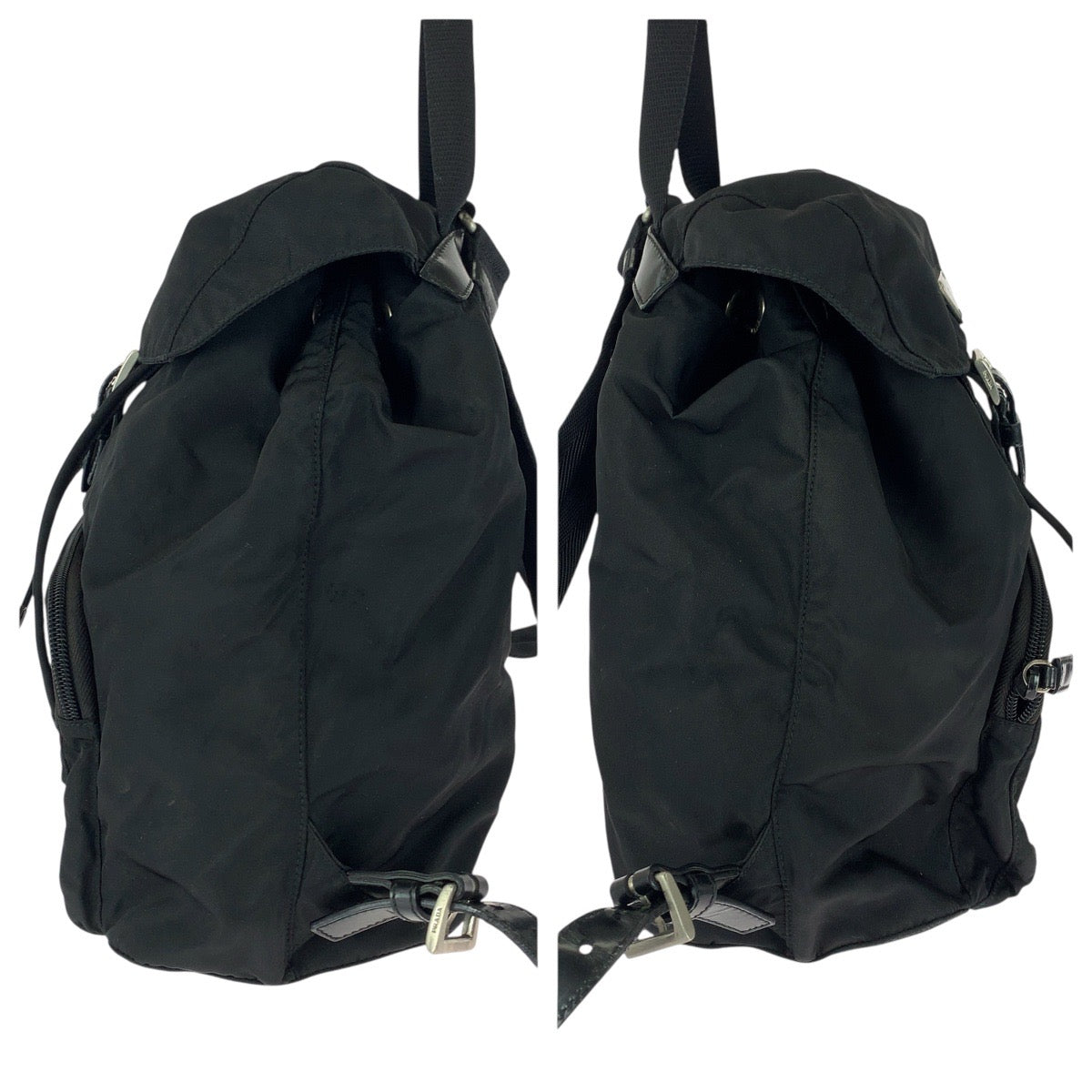 21009
PRADA プラダ テスート 三角ロゴプレート ブラック 黒 シルバー金具 ナイロン / レザー リュック バックパック レディース ABP44