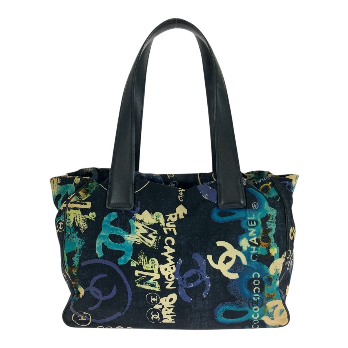 21010
CHANEL シャネル ヴィンテージ ニュートラベルライン ハワイ限定 ブラック 黒 マルチカラー ナイロン / レザー トートバッグ ハンドバッグ レディース AB26