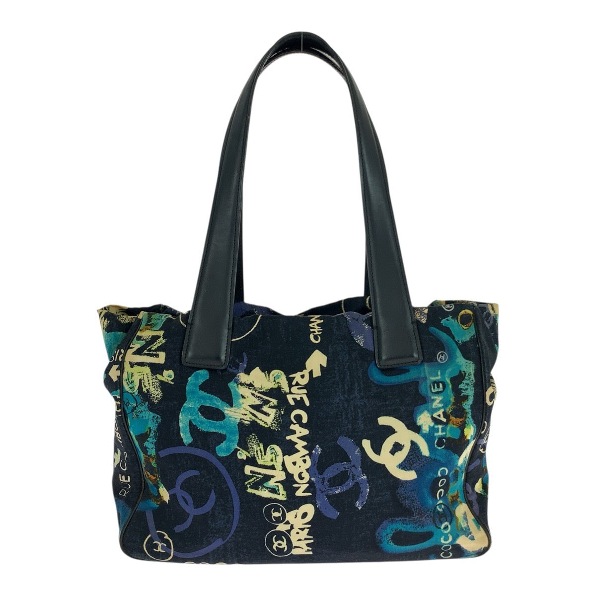 21010
CHANEL シャネル ヴィンテージ ニュートラベルライン ハワイ限定 ブラック 黒 マルチカラー ナイロン / レザー トートバッグ ハンドバッグ レディース AB26