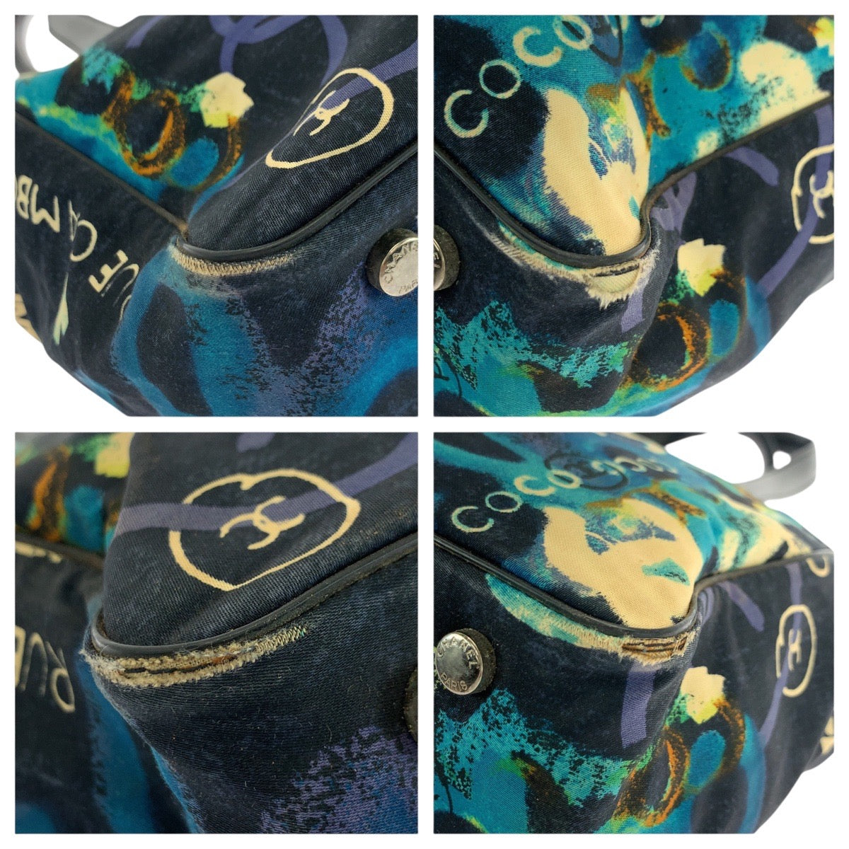 21010
CHANEL シャネル ヴィンテージ ニュートラベルライン ハワイ限定 ブラック 黒 マルチカラー ナイロン / レザー トートバッグ ハンドバッグ レディース AB26