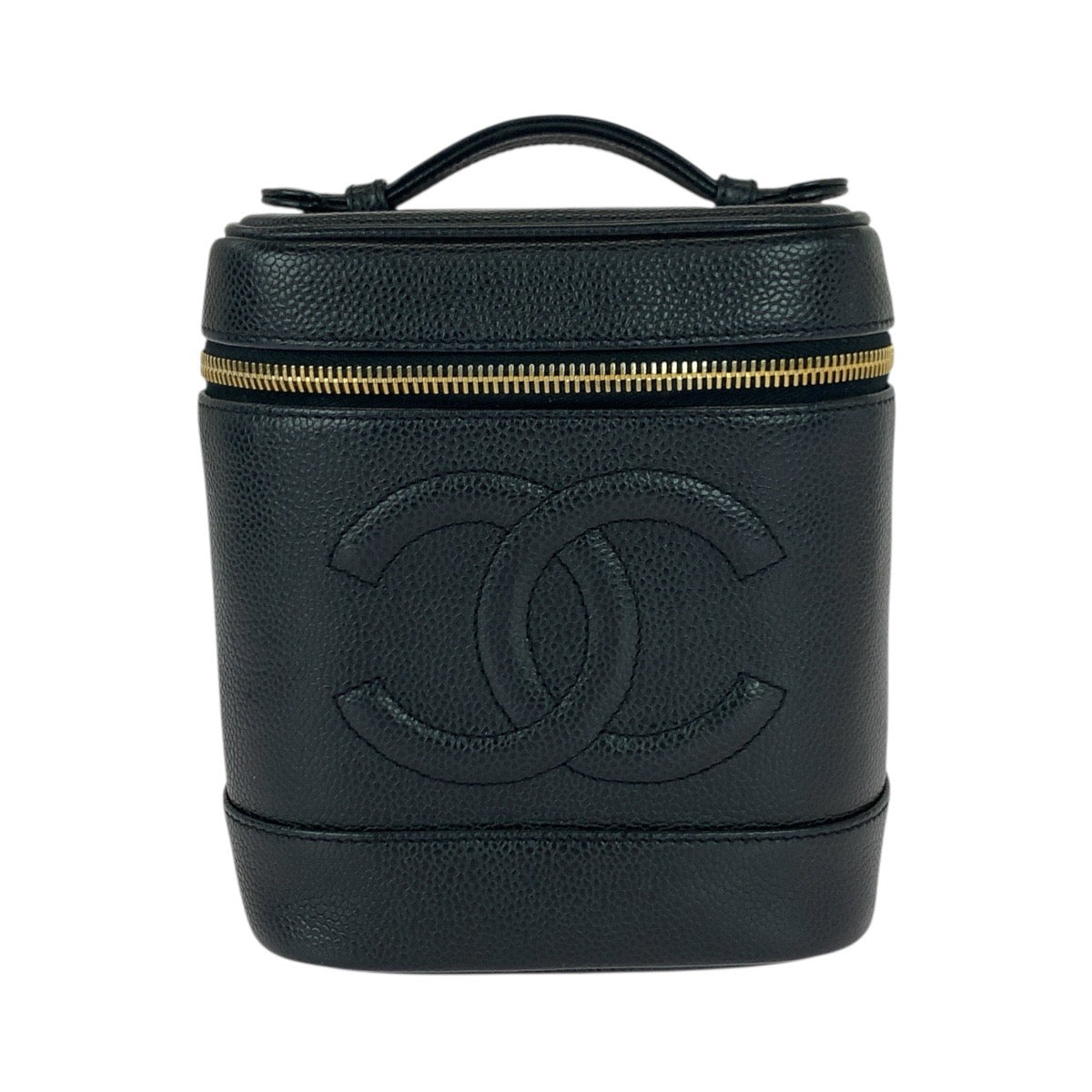 21012
CHANEL シャネル ココマーク ブラック 黒 ゴールド金具 キャビアスキン ハンドバッグ バニティバッグ 化粧ポーチ レディース ABP80