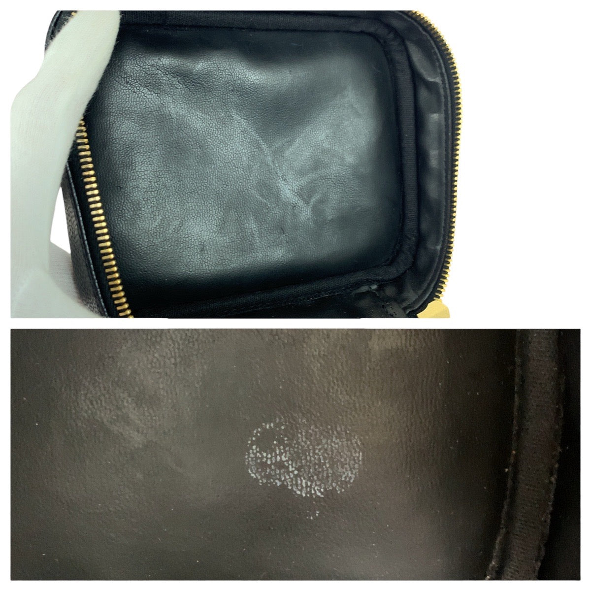 21012
CHANEL シャネル ココマーク ブラック 黒 ゴールド金具 キャビアスキン ハンドバッグ バニティバッグ 化粧ポーチ レディース ABP80