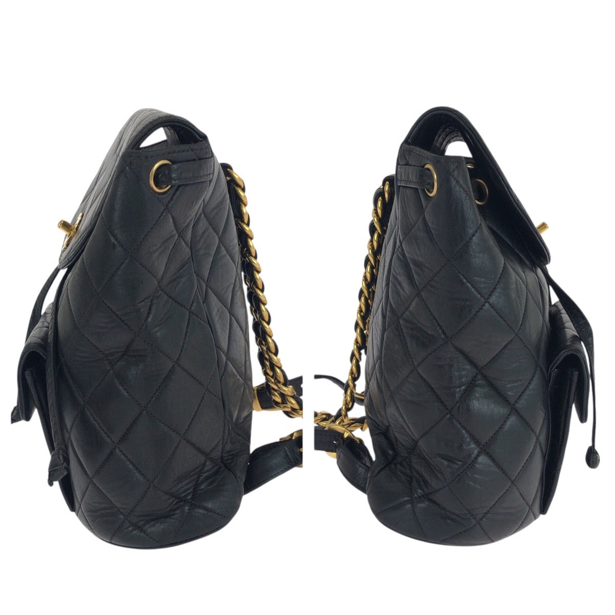 21014
CHANEL シャネル マトラッセ ココマーク ブラック 黒 ゴールド金具 ラムスキン リュック・デイパック バックパック レディース AB330