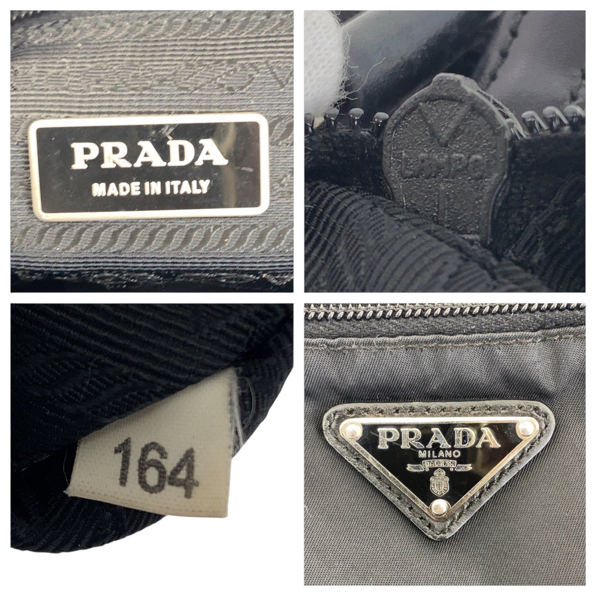 21016
PRADA プラダ テスート 三角ロゴプレート ブラック 黒 シルバー金具 ナイロン / レザー ショルダーバッグ ポシェット レディース AB26
