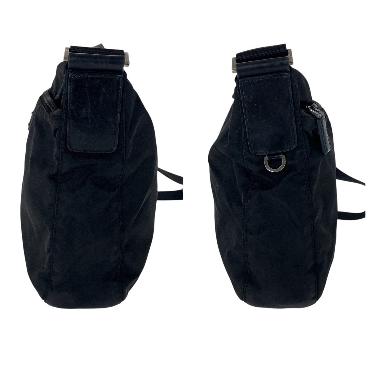 21016
PRADA プラダ テスート 三角ロゴプレート ブラック 黒 シルバー金具 ナイロン / レザー ショルダーバッグ ポシェット レディース AB26