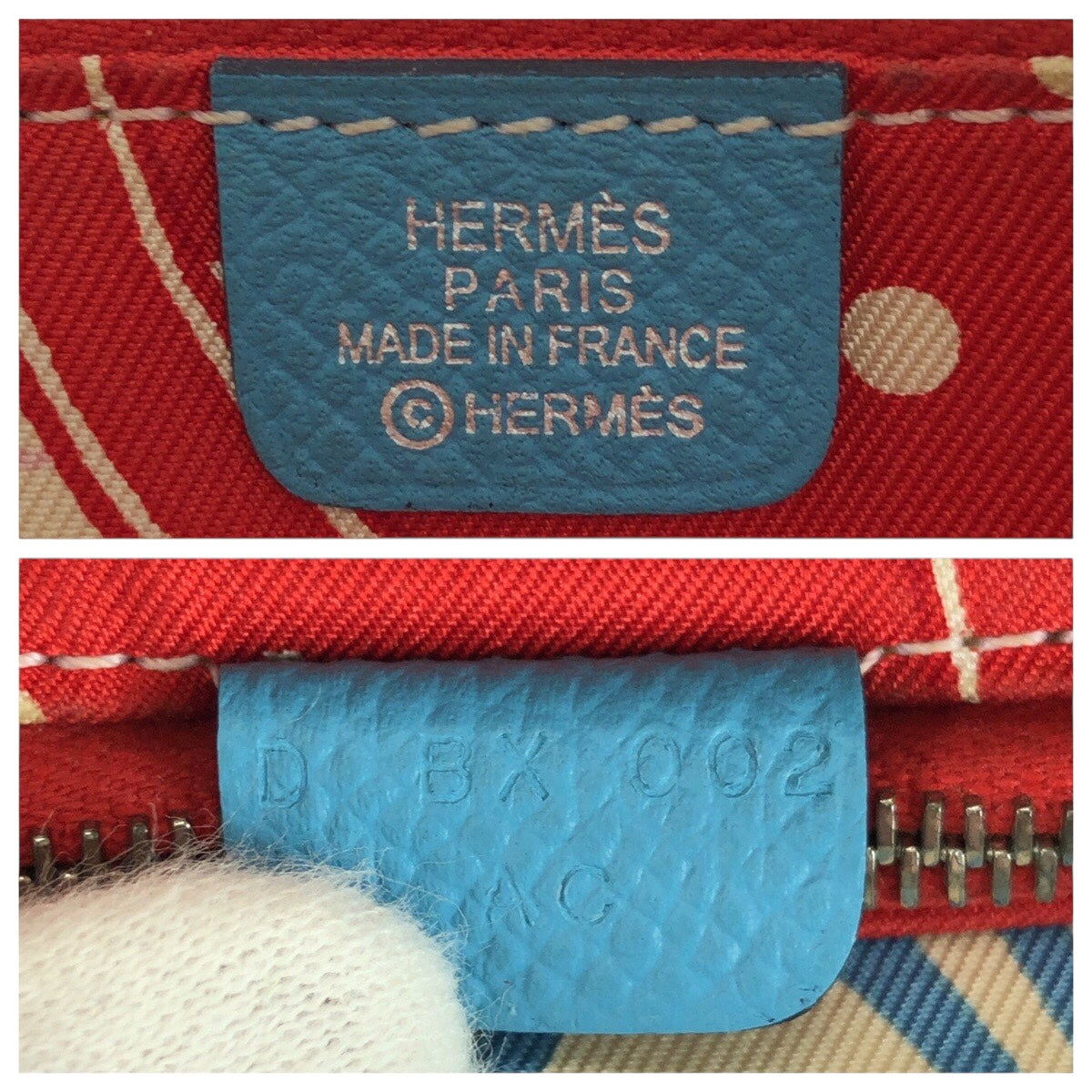 21019
HERMES エルメス アザップ コンパクト シルクイン ブルー シルバー金具 レザー / シルク 折財布 コインケース 小銭入れ D刻印 レディース AB38