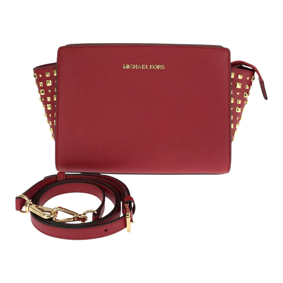 21020
Michael Kors マイケルコース スタッズ レッド ゴールド金具 レザー 35H8GSMM2L ショルダーバッグ ポシェット レディース A10