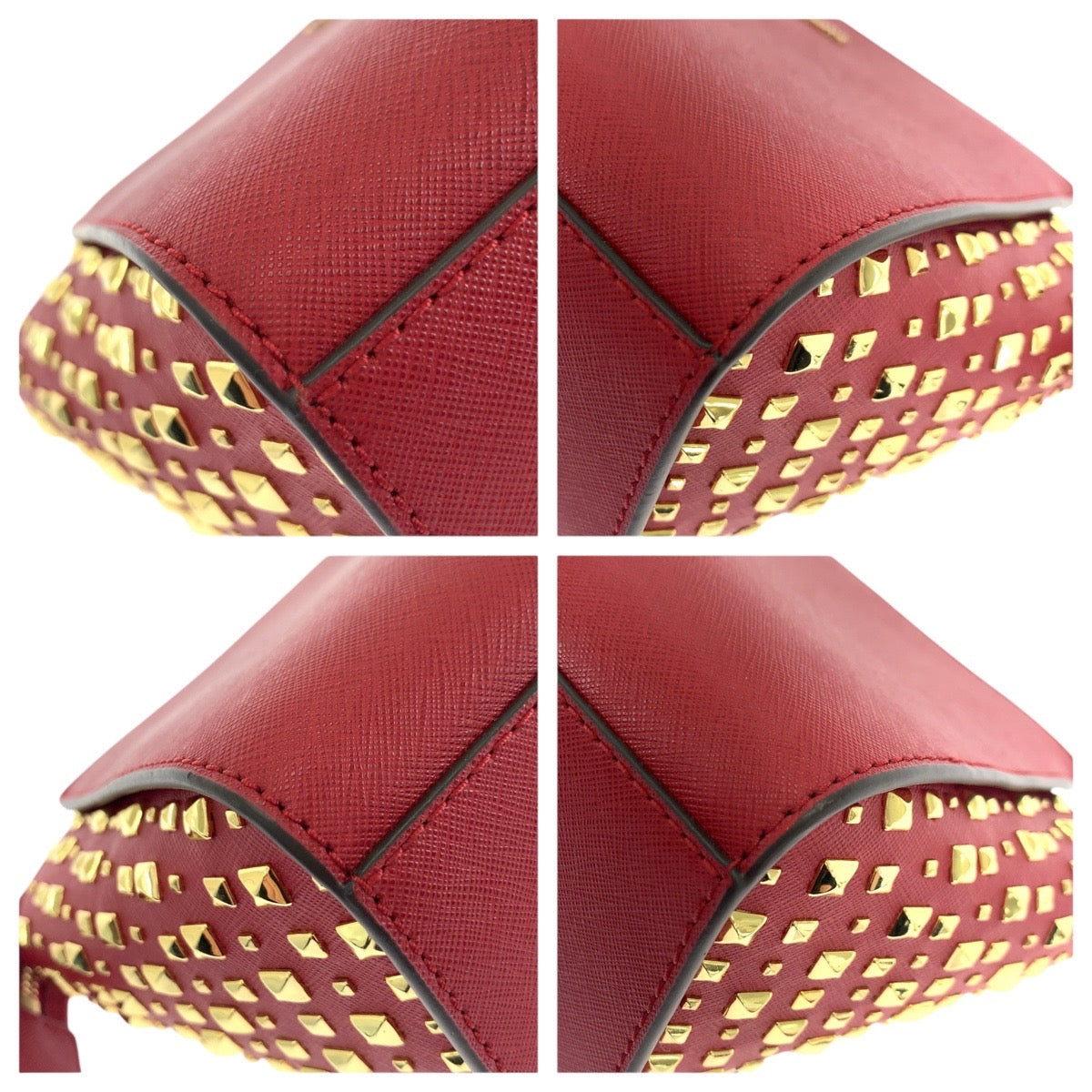 21020
Michael Kors マイケルコース スタッズ レッド ゴールド金具 レザー 35H8GSMM2L ショルダーバッグ ポシェット レディース A10