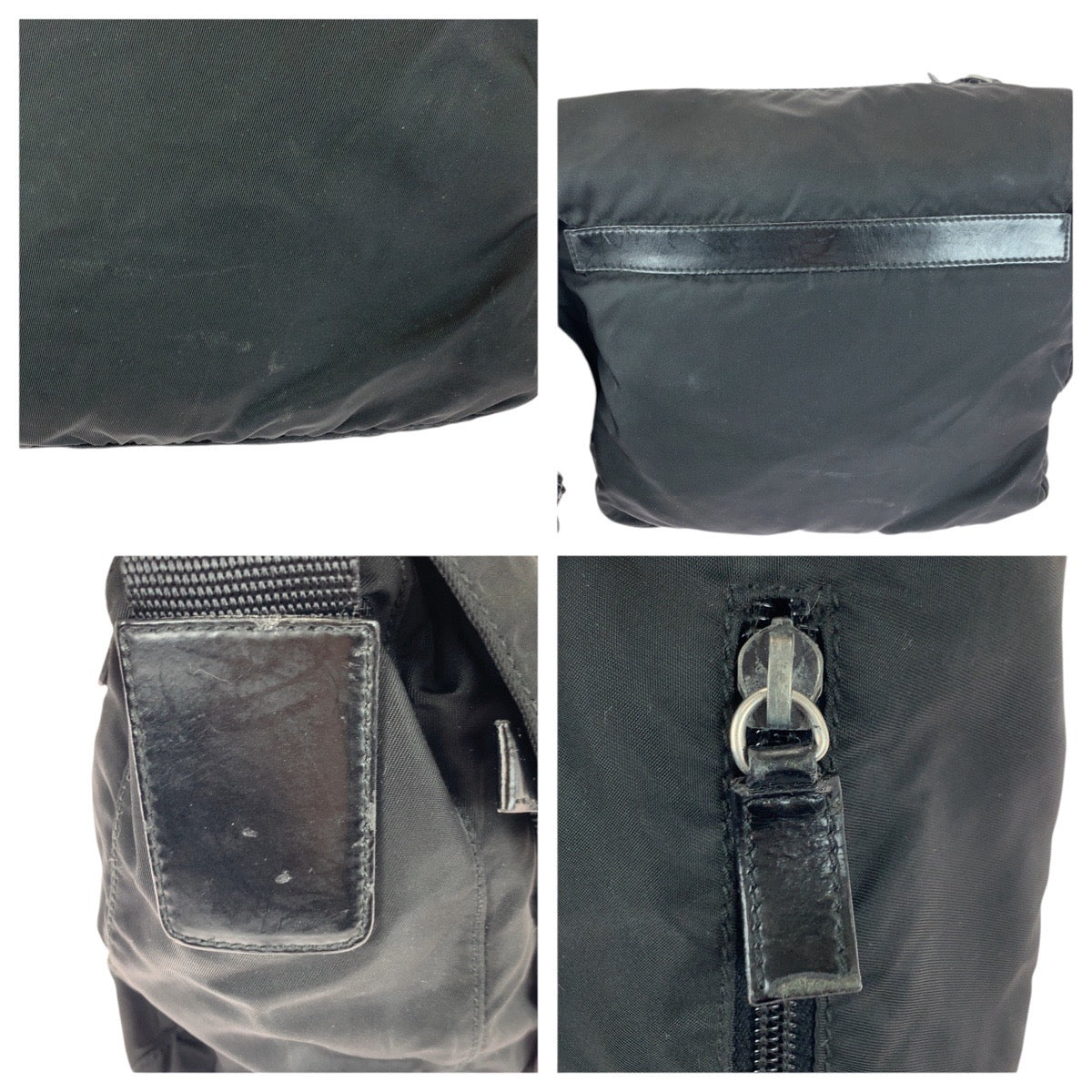 21024
PRADA プラダ テスート 三角ロゴプレート ブラック 黒 シルバー金具 ナイロン / レザー ショルダーバッグ メッセンジャーバッグ レディース ABP28