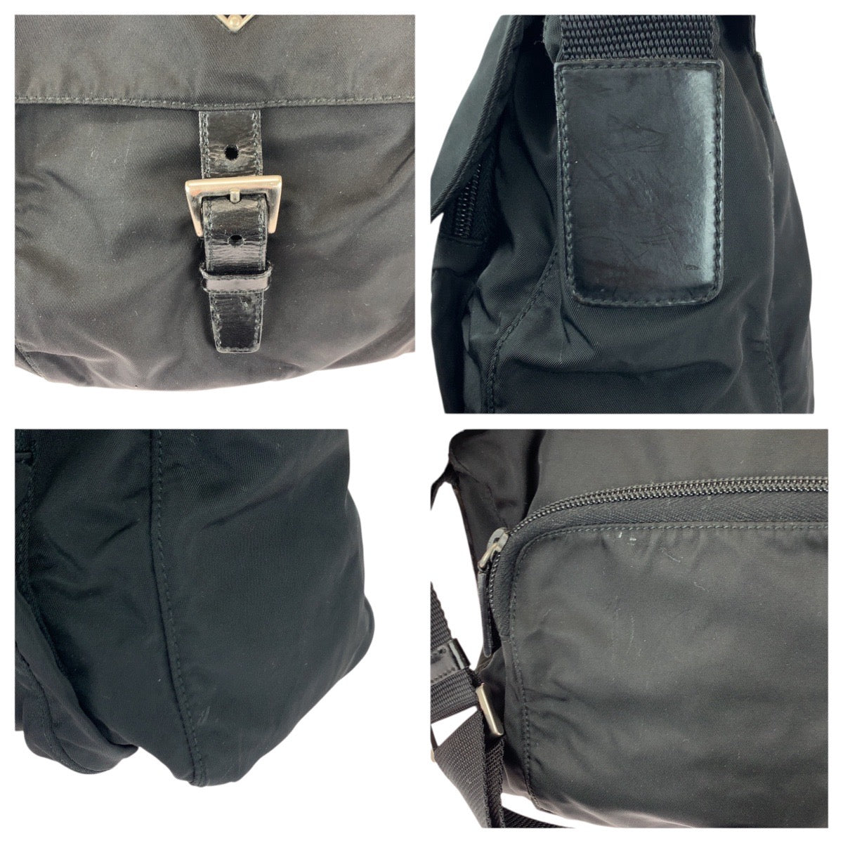 21024
PRADA プラダ テスート 三角ロゴプレート ブラック 黒 シルバー金具 ナイロン / レザー ショルダーバッグ メッセンジャーバッグ レディース ABP28