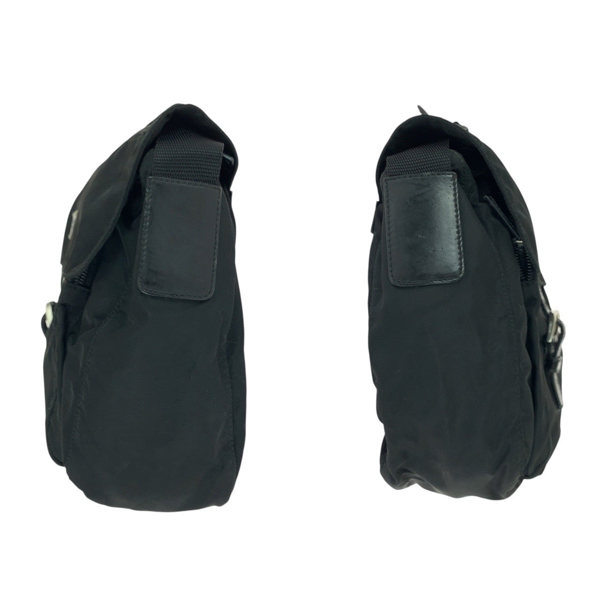 21024
PRADA プラダ テスート 三角ロゴプレート ブラック 黒 シルバー金具 ナイロン / レザー ショルダーバッグ メッセンジャーバッグ レディース ABP28