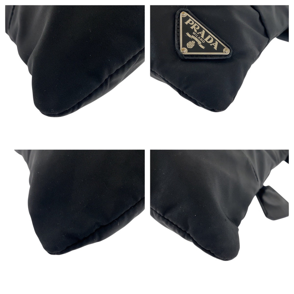 21026
PRADA プラダ テスート 三角ロゴプレート ブラック 黒 シルバー金具 ナイロン / レザー ショルダーバッグ ポシェット レディース ABP33