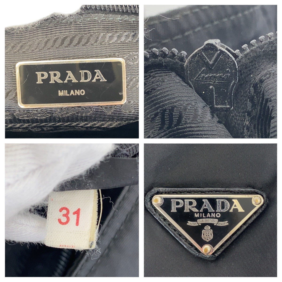 21026
PRADA プラダ テスート 三角ロゴプレート ブラック 黒 シルバー金具 ナイロン / レザー ショルダーバッグ ポシェット レディース ABP33