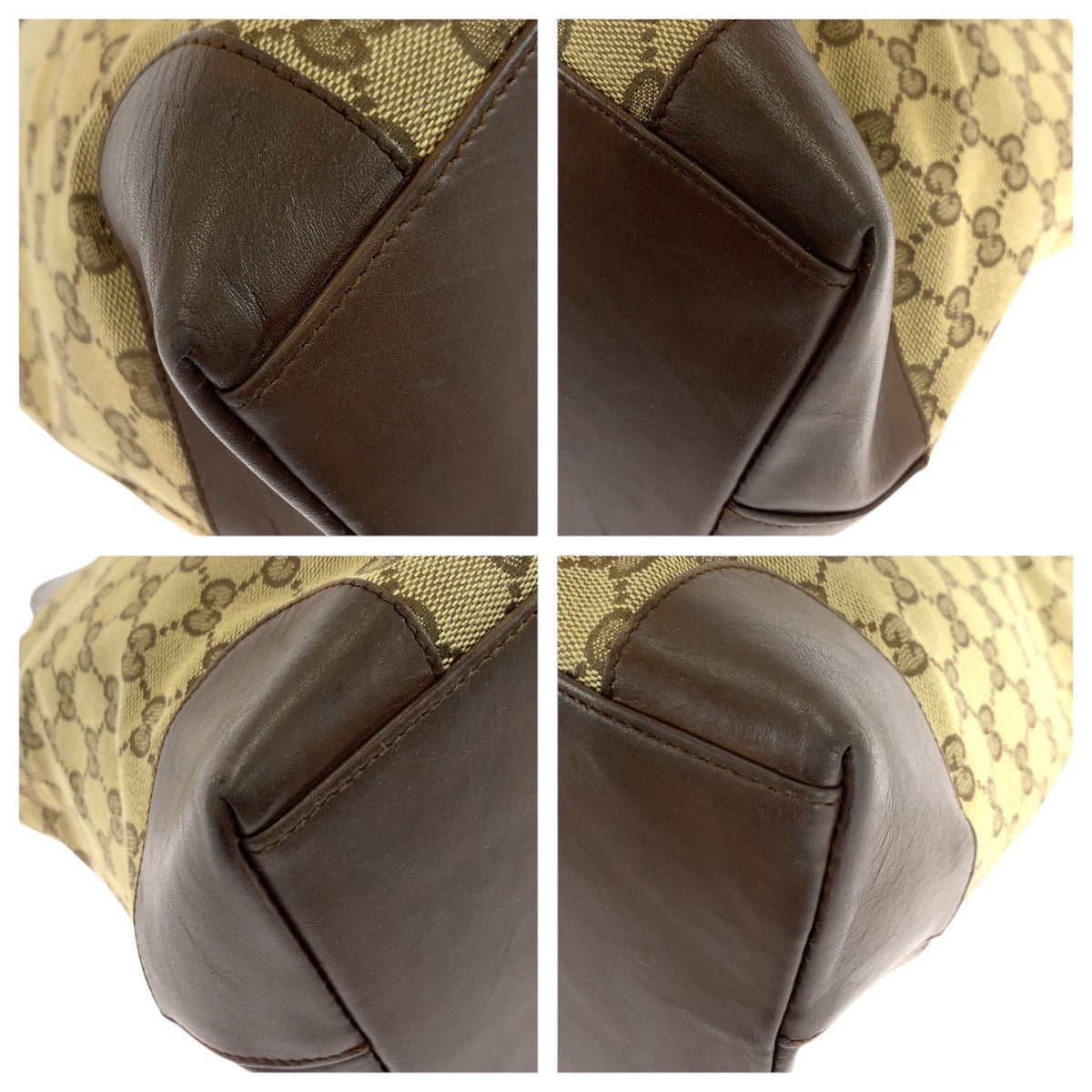 21027
GUCCI グッチ ベージュ ブラウン ゴールド金具 GGキャンバス / レザー 002 1121 トートバッグ ハンドバッグ レディース AB20