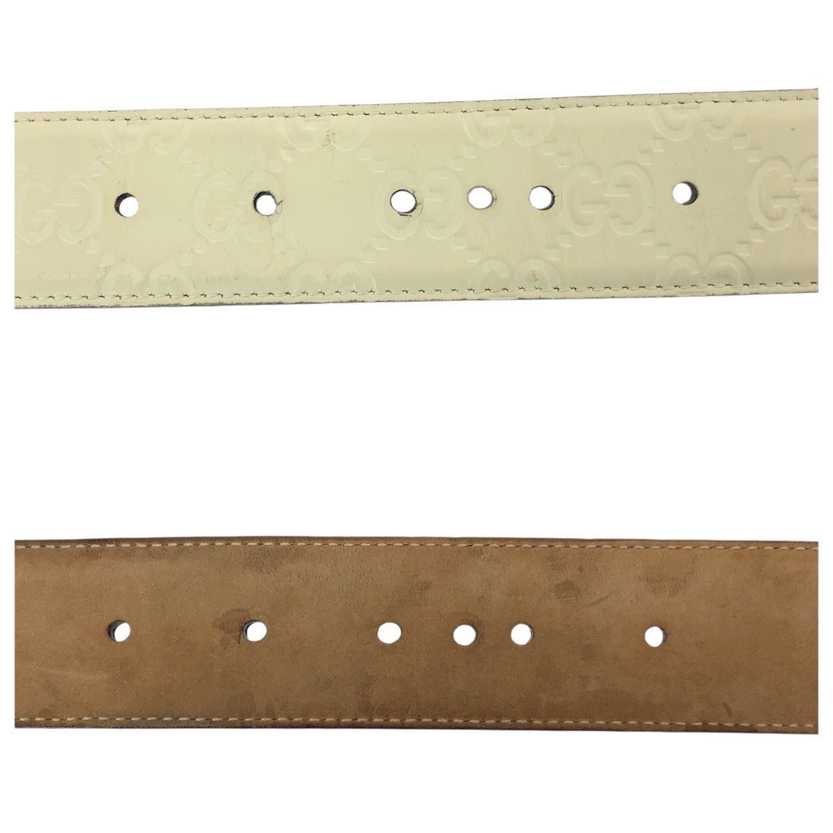 21029
GUCCI グッチ インターロッキング Gバックル 80cm/32インチ オフホワイト ゴールド金具 レザー 370543 ベルト 男女兼用 レディース ABP20