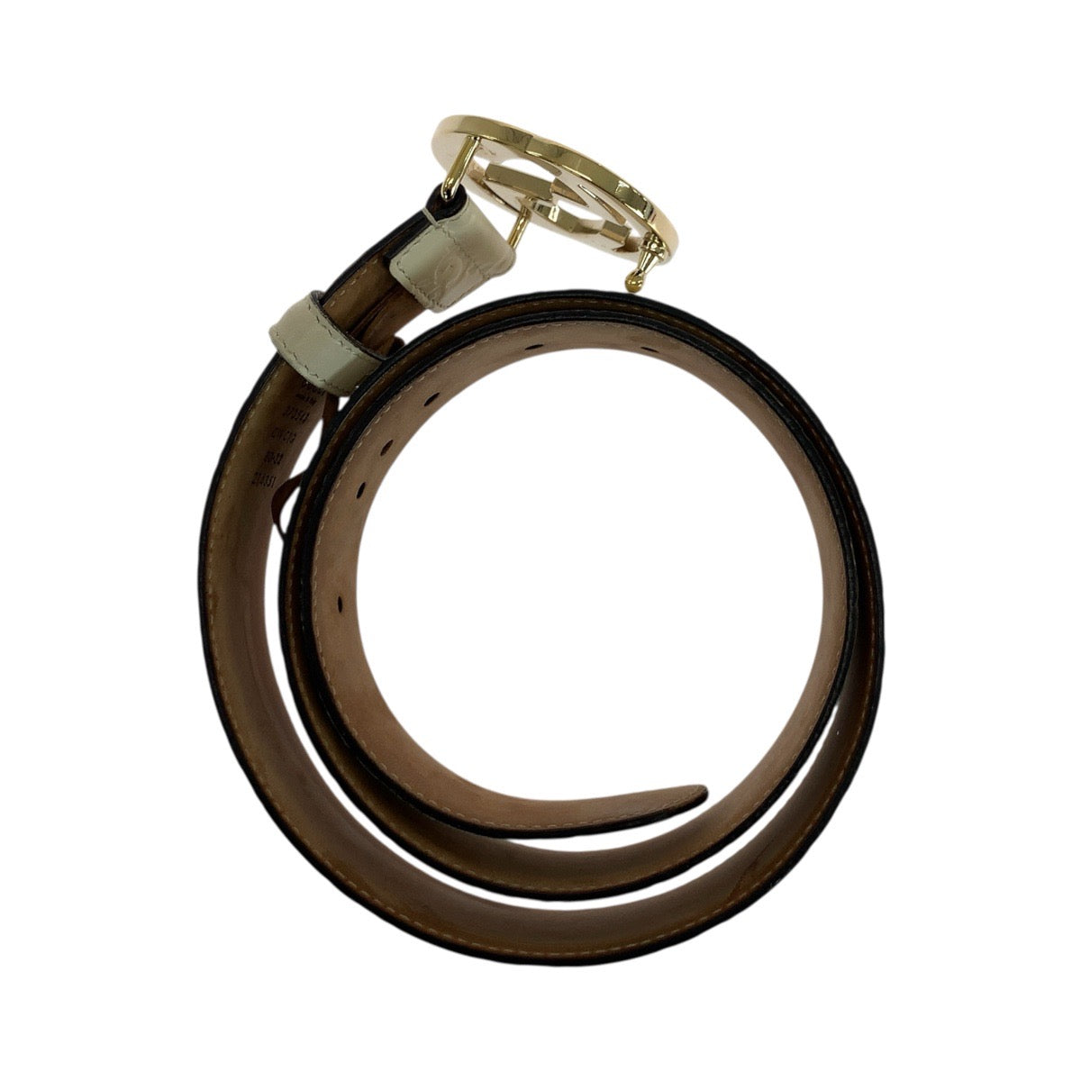 21029
GUCCI グッチ インターロッキング Gバックル 80cm/32インチ オフホワイト ゴールド金具 レザー 370543 ベルト 男女兼用 レディース ABP20