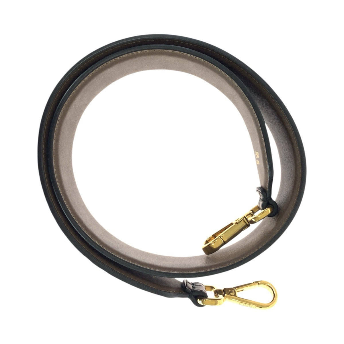 21030
FENDI フェンディ ストラップユー FFロゴ ブラウン ゴールド金具 レザー ショルダーストラップ レディース A42