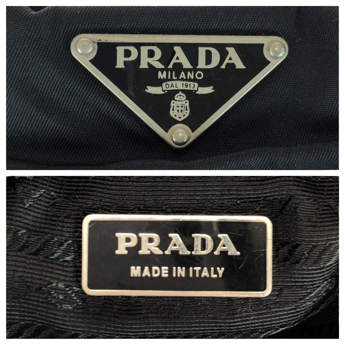 21031
PRADA プラダ テスート 三角ロゴプレート ブラック 黒 シルバー金具 ナイロン / レザー ショルダーバッグ ポシェット レディース AB22
