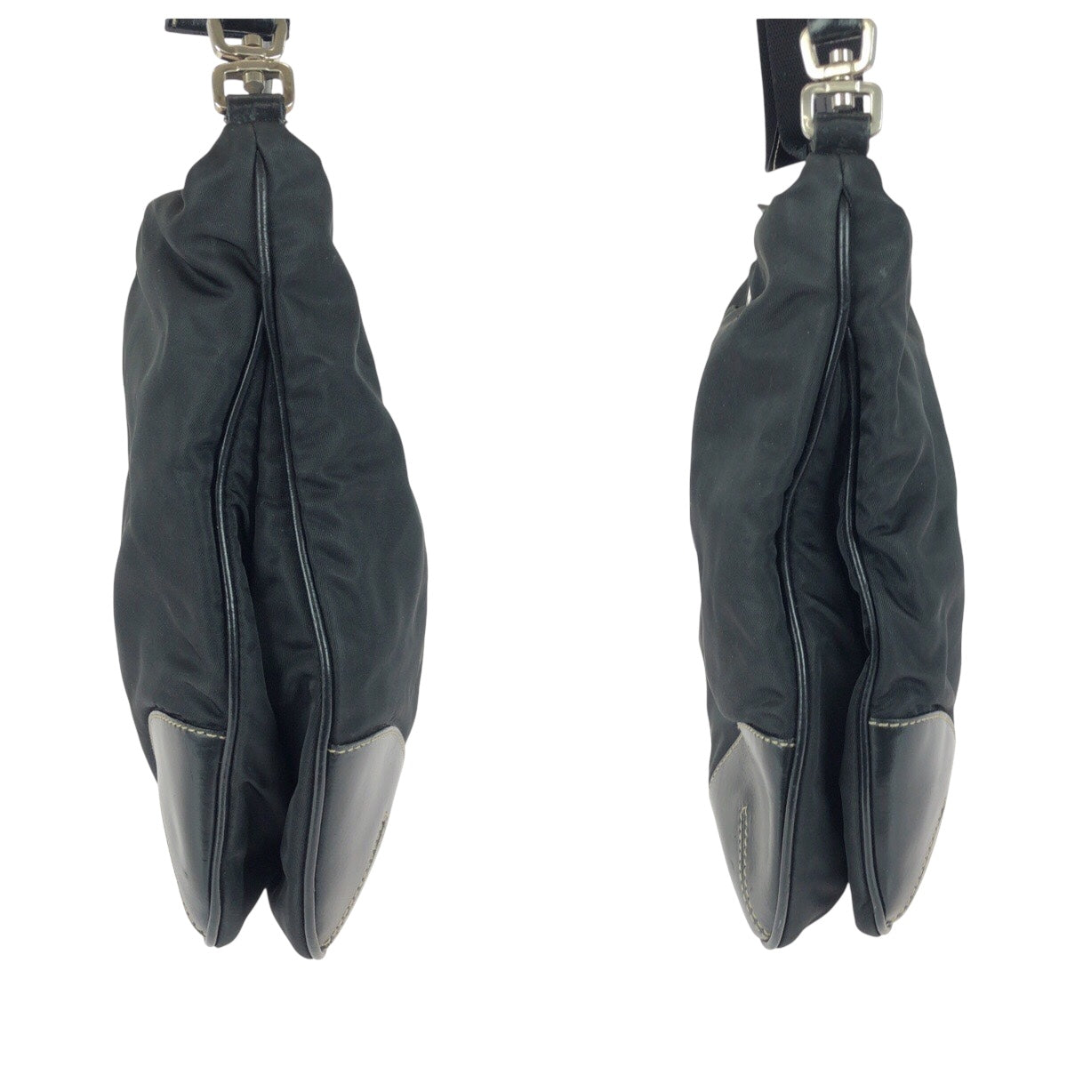 21031
PRADA プラダ テスート 三角ロゴプレート ブラック 黒 シルバー金具 ナイロン / レザー ショルダーバッグ ポシェット レディース AB22