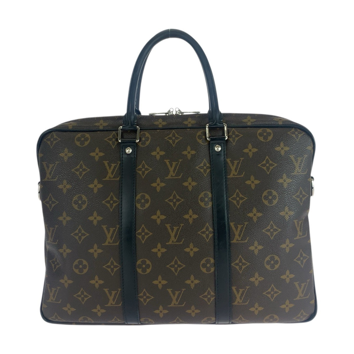 21034
LOUIS VUITTON ルイヴィトン モノグラム マカサー ポルトドキュマン ヴォワヤージュ PDV ブラウン ブラック シルバー金具 PVC / レザー M52005 ビジネスバッグ ブリーフケース メンズ ABP80