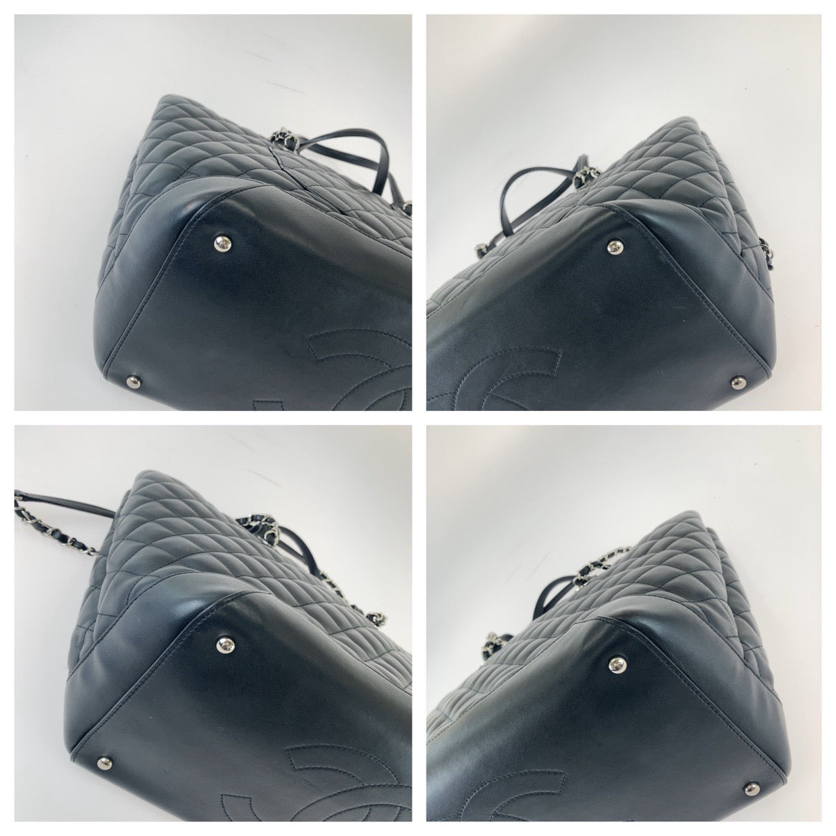 21040
CHANEL シャネル マトラッセ ココマーク ブラック 黒 シルバー金具 ラムスキン トートバッグ チェーンショルダーバッグ レディース A