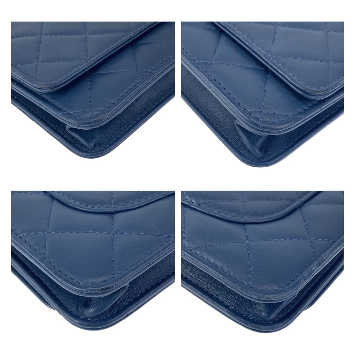 21041
CHANEL シャネル マトラッセ ダブルピース ココマーク ネイビー ゴールド金具 ラムスキン チェーンウォレット ショルダーバッグ ポシェット レディース A