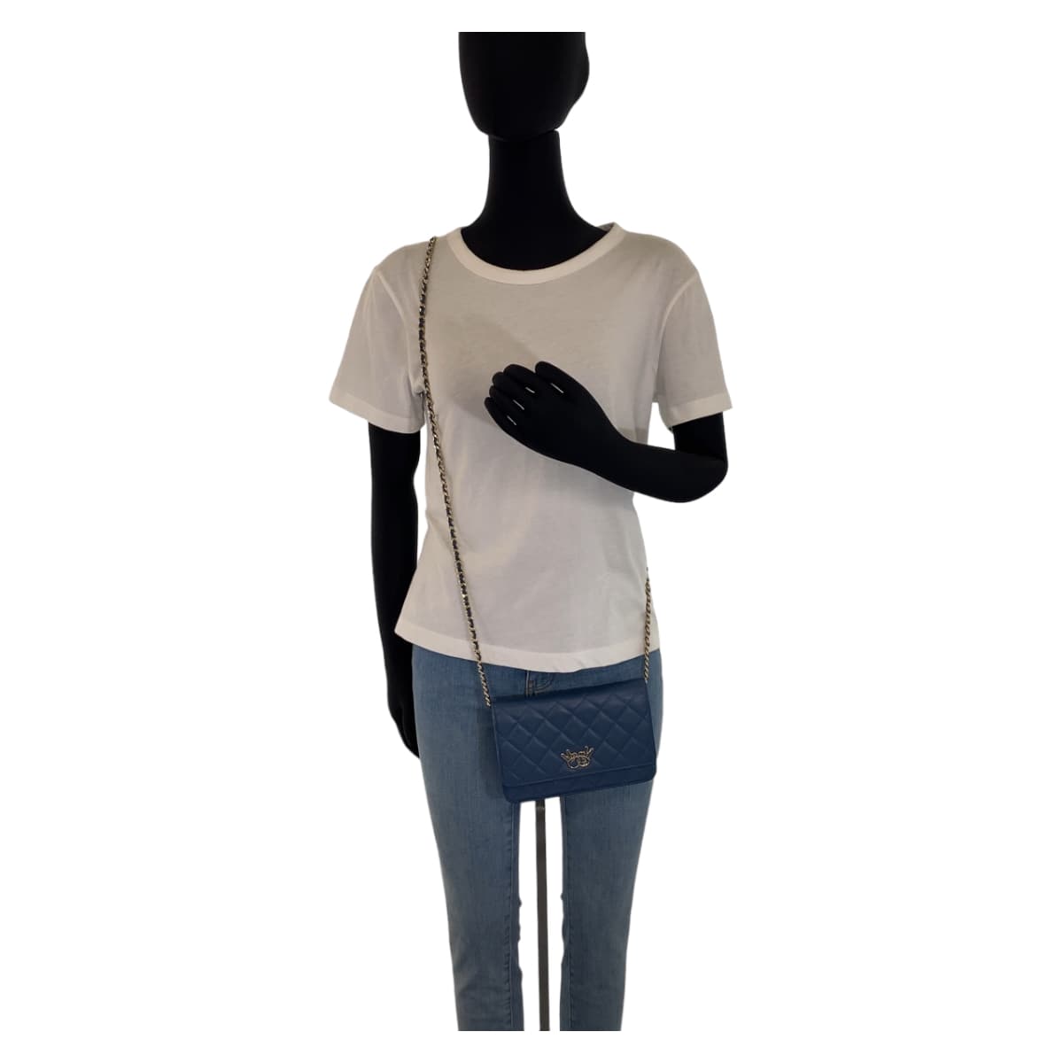 21041
CHANEL シャネル マトラッセ ダブルピース ココマーク ネイビー ゴールド金具 ラムスキン チェーンウォレット ショルダーバッグ ポシェット レディース A