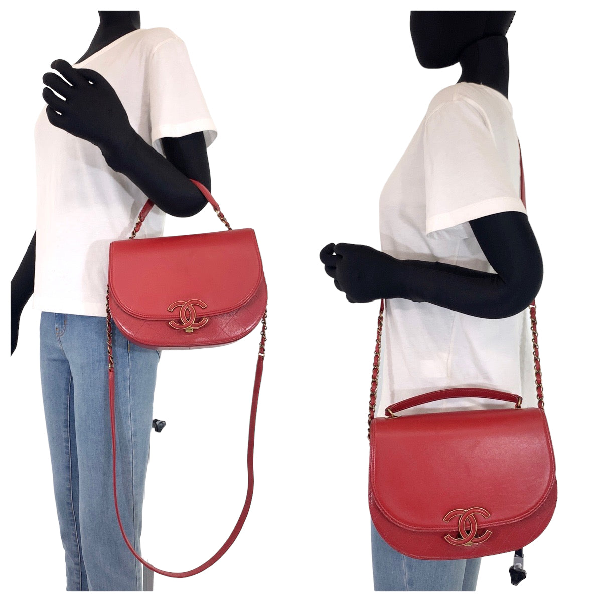 21042
CHANEL シャネル ココカーブ マトラッセ ココマーク レッド ゴールド金具 レザー チェーン ショルダーバッグ ポシェット レディース ABP