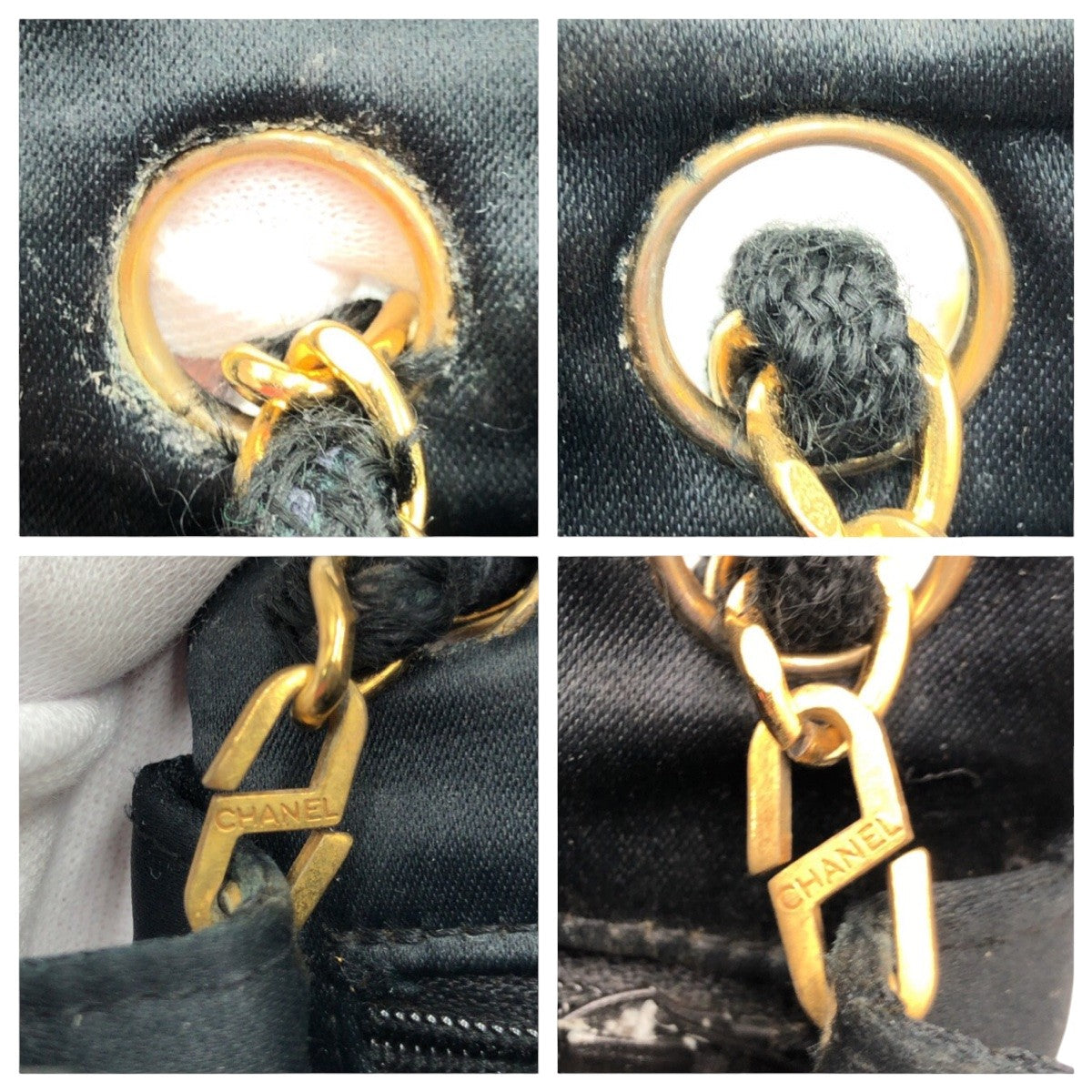 21044
CHANEL シャネル ヴィンテージ ミニマトラッセ ココマーク ターンロック ブラック 黒 ゴールド金具 サテン 斜め掛け ショルダーバッグ レディース AB