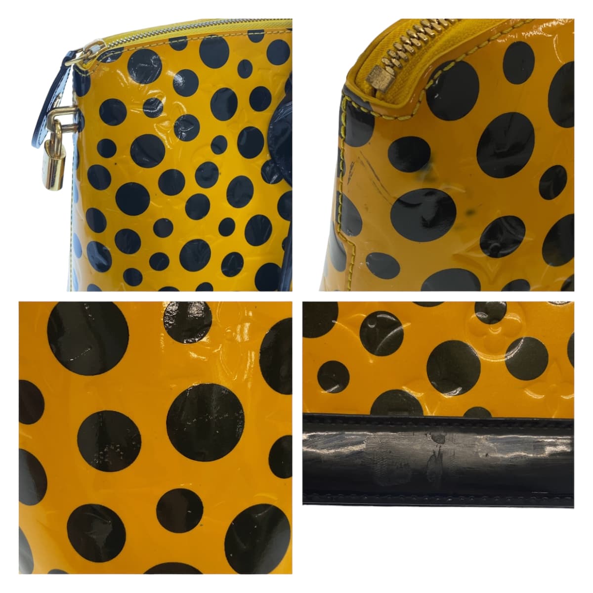 21045
LOUIS VUITTON ルイヴィトン ヴィンテージ モノグラム ヴェルニ ロックイットMM 草間彌生 イエロー ブラック ゴールド金具 パテントレザー M91398 ハンドバッグ トートバッグ レディース AB