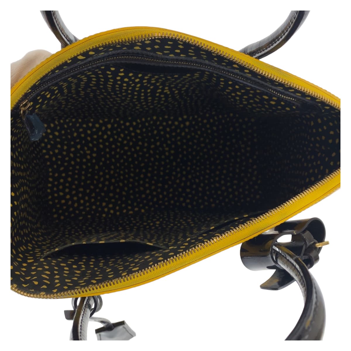 21045
LOUIS VUITTON ルイヴィトン ヴィンテージ モノグラム ヴェルニ ロックイットMM 草間彌生 イエロー ブラック ゴールド金具 パテントレザー M91398 ハンドバッグ トートバッグ レディース AB