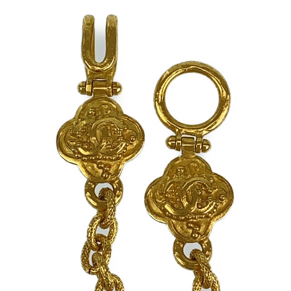 21046
CHANEL シャネル ヴィンテージ グリポア 天然石 ココマーク フラワー ゴールド ブラック メッキ ネックレス ペンダント レディース A