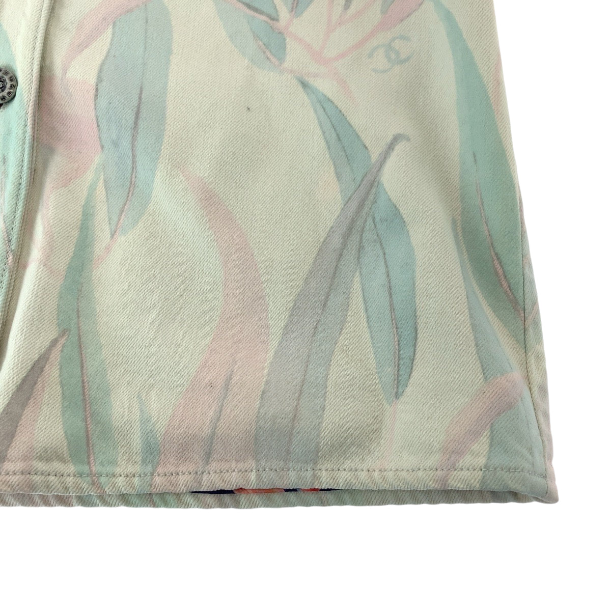 21050
CHANEL シャネル ボタニカル ココマーク サイズ36 ピンク パステルカラー シルバー金具 デニム P62659V48435 デニムジャケット ノーカラージャケット カバーオール レディース A