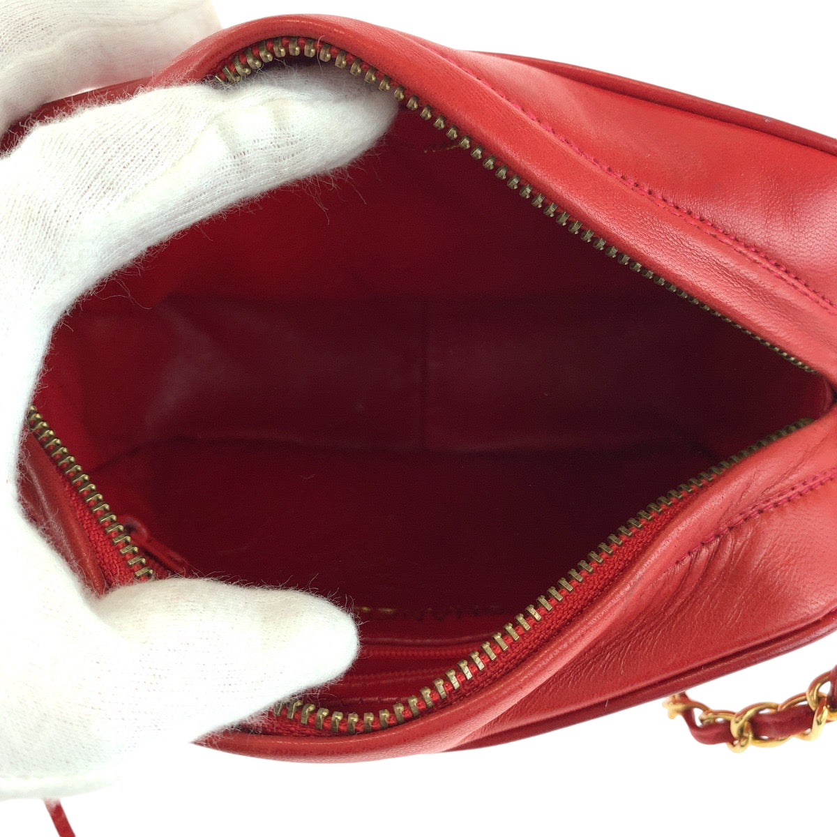 21051
CHANEL シャネル ヴィンテージ マトラッセ ココマーク フリンジ タッセル レッド ゴールド金具 ラムスキン ショルダーバッグ 肩掛け レディース ABP