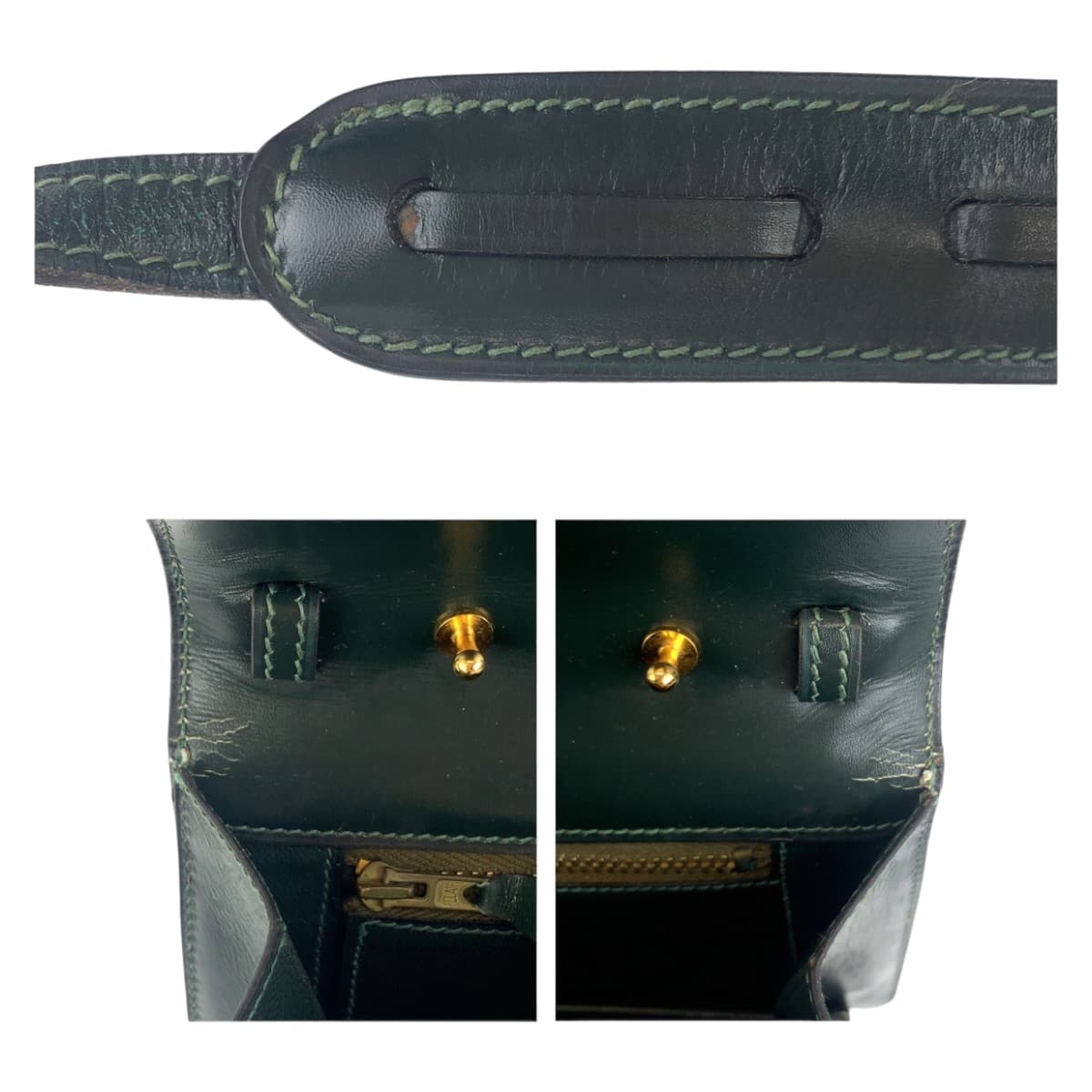 21053
HERMES エルメス ヴィンテージ タッセル グリーン ゴールド金具 ボックスカーフ ショルダーバッグ クラッチバッグ 2WAY O刻印 レディース AB